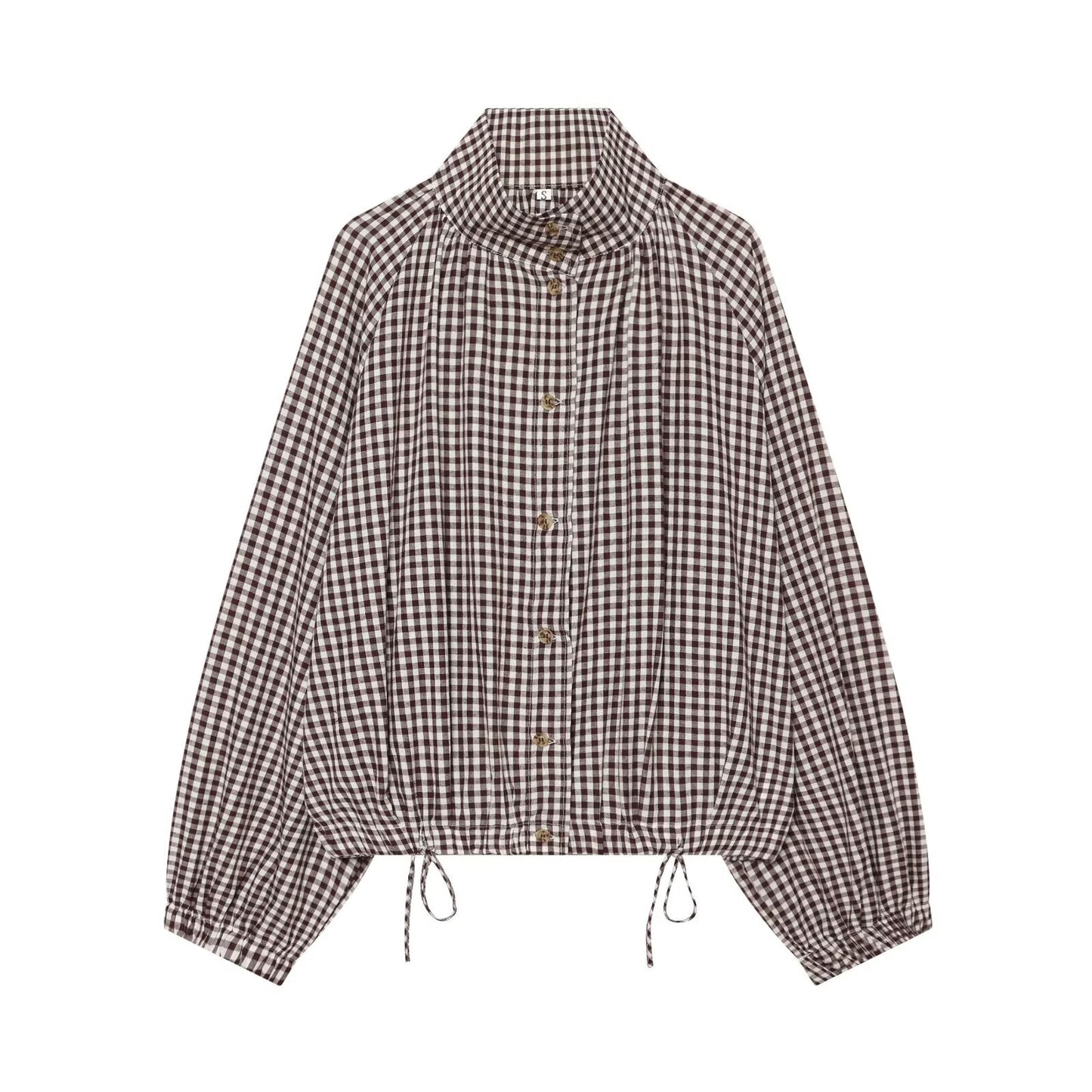 Women's with drawstring casual plaid Coat
