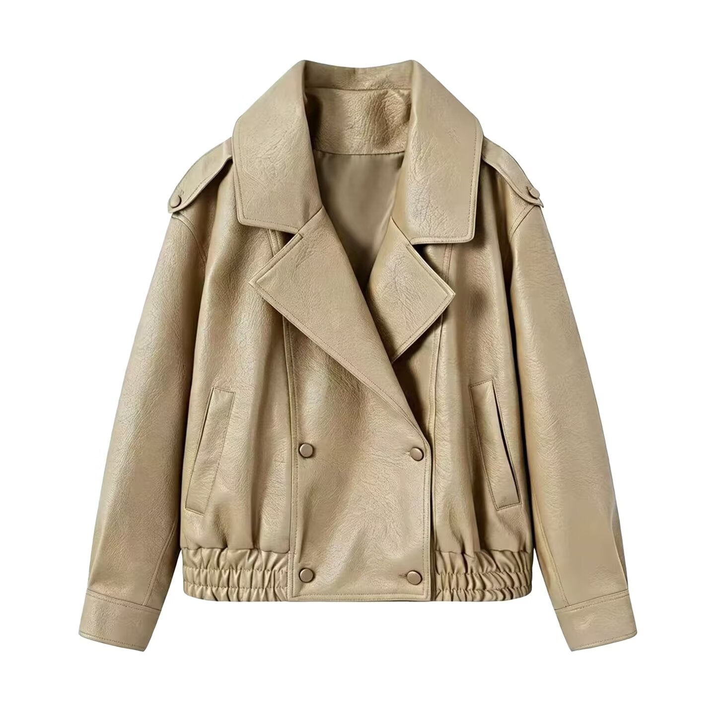 Women's loose versatile Faux Leather jacket Coat