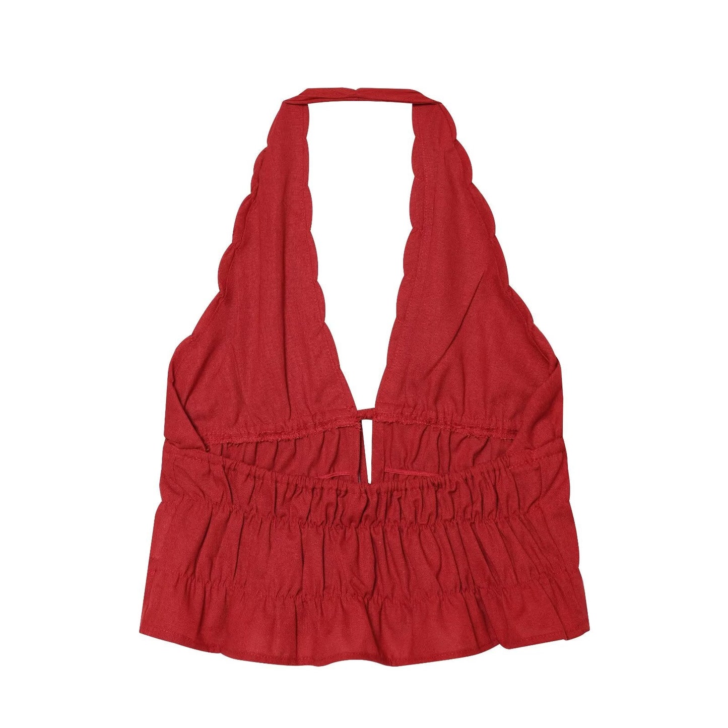 suit Women's 2 pieces linen blend halter neck top+Skirts