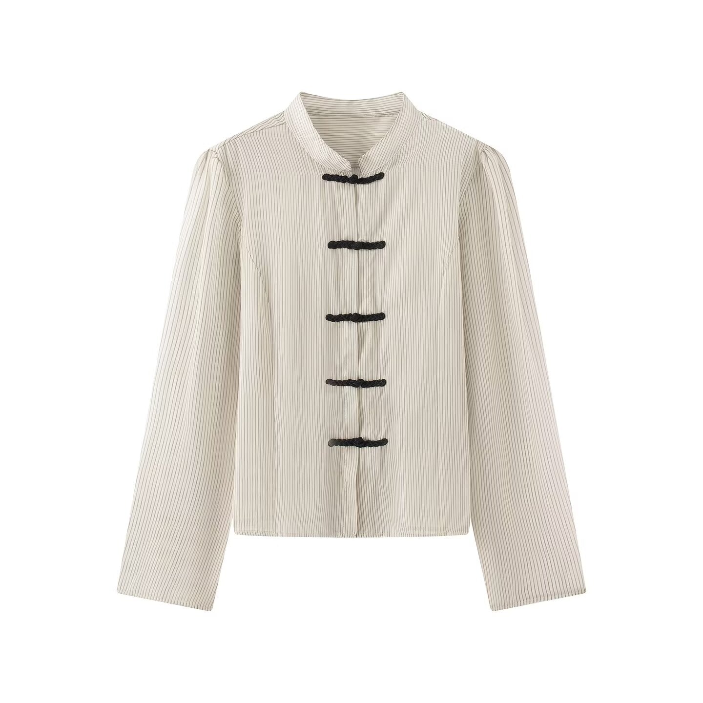 Women's O Neck striped rope button shirt
