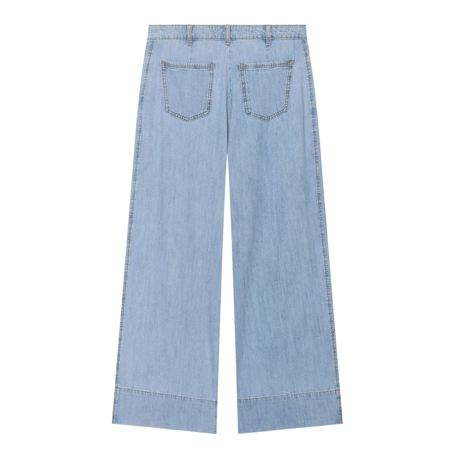 suit Women's 2 pieces wide sleeved denim shirt+wide leg jeans