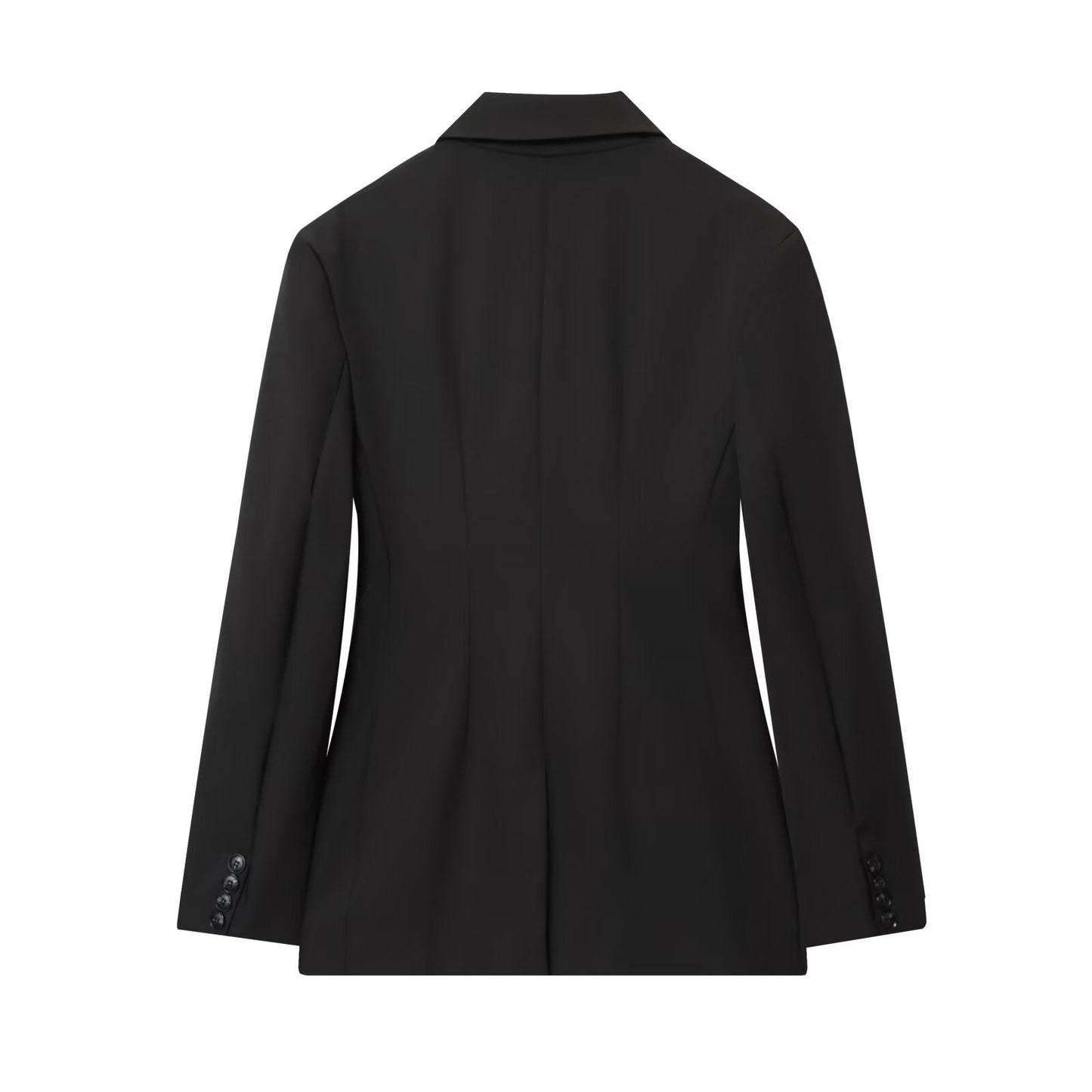 Women's 2025 new fashion black slim buckle suit jacket