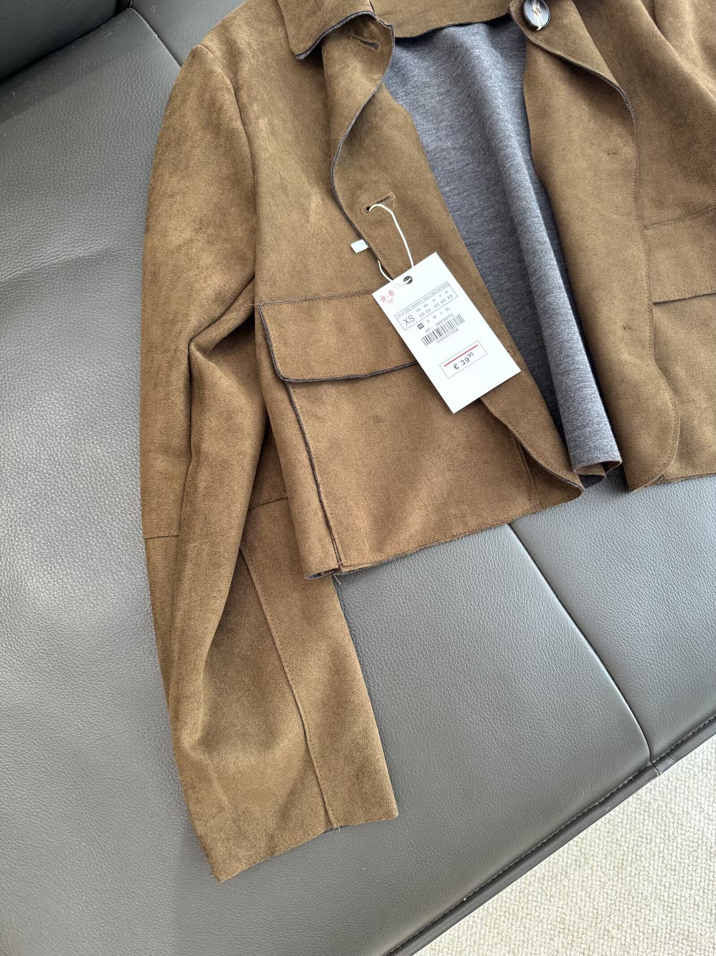 Women's 2025 fashion anti suede Leather effect short zipper jacket Coat
