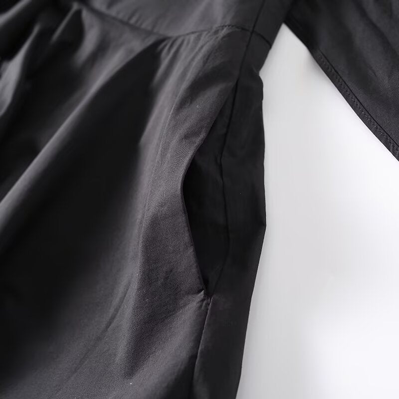 Women's waist Lace up decoration pleated MIDI skirt
