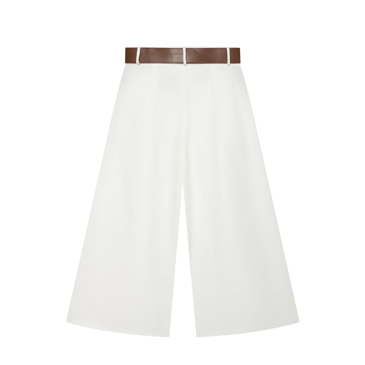 Women's with Belt casual pleated wide leg pants