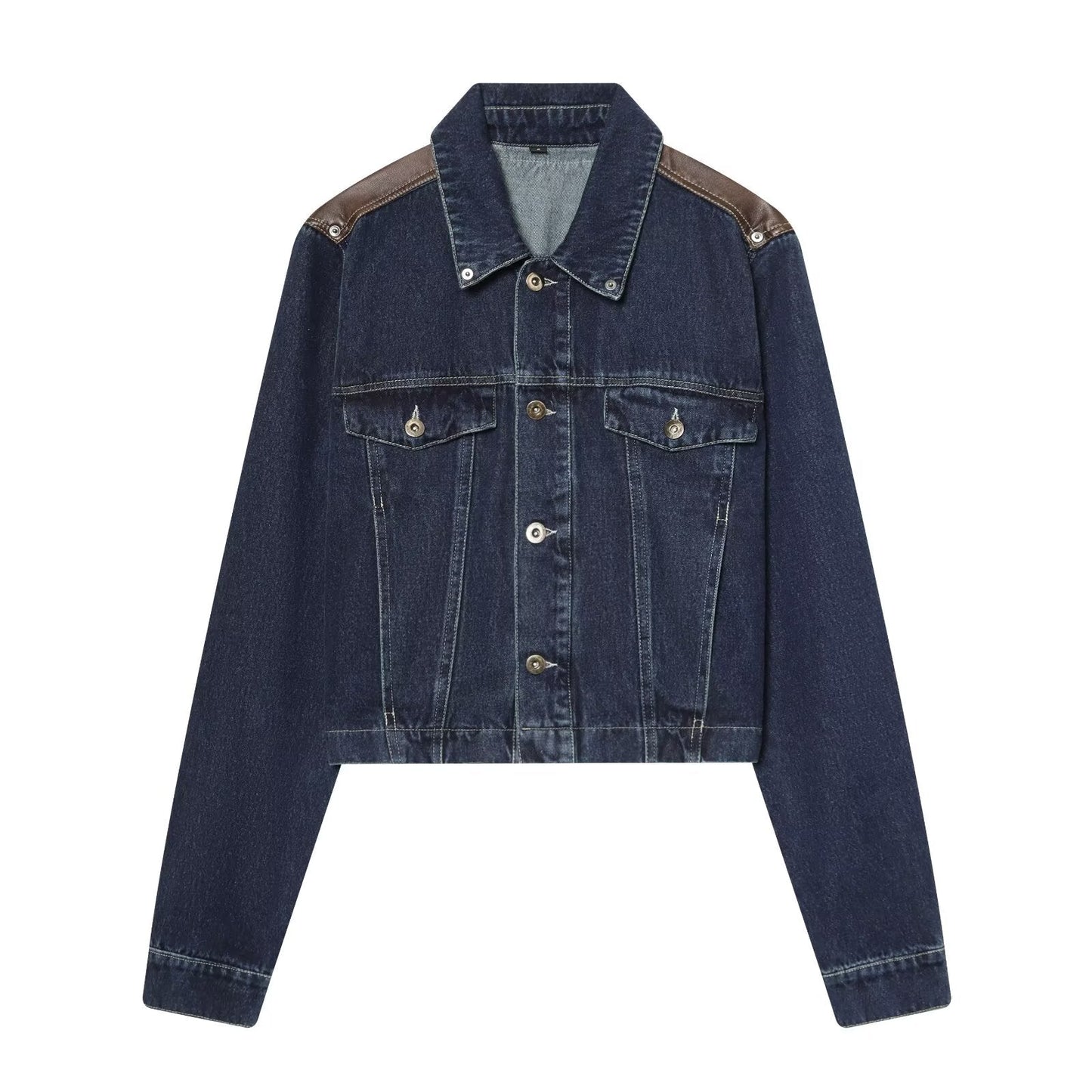suit Women's 2 pieces denim leather effect jacket Coat+Jeans
