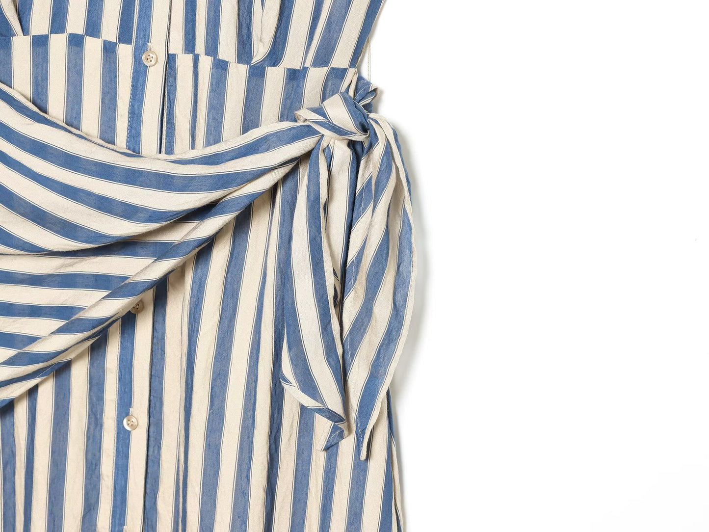 Women's detachable waist design striped dress