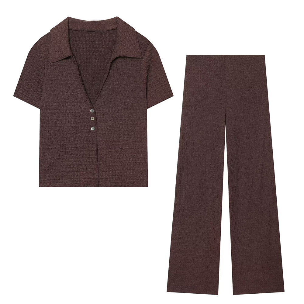 suit Women's 2 pieces short textured lapel Coat+Pants