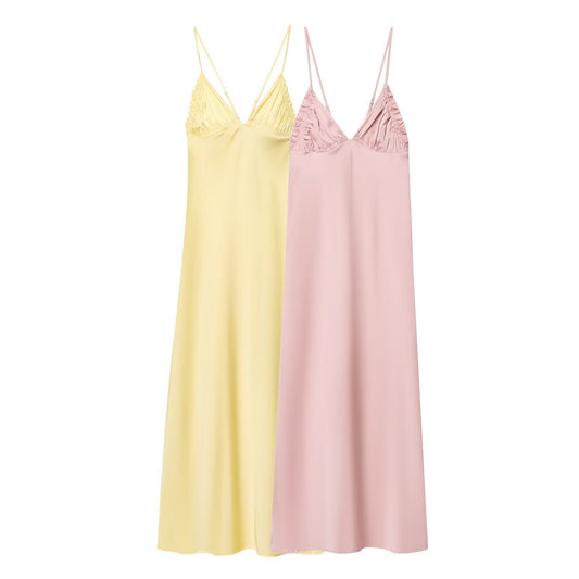 Women's Satin texture suspender dress