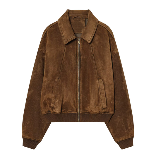 Women's suede textured lapel jacket Coat