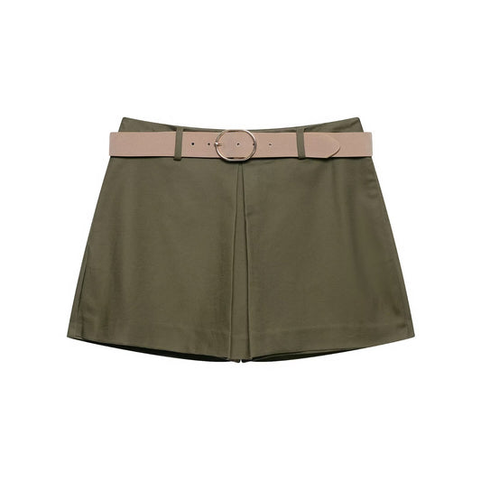 Women's with belt casual pleated culottes