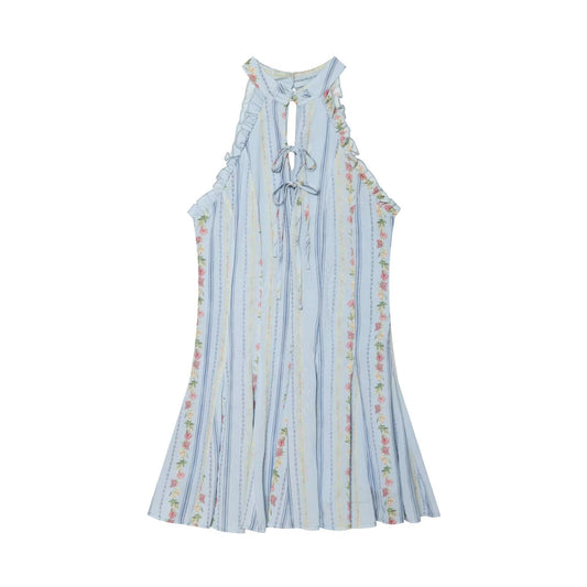 Women's floral print Halter neck mini dress