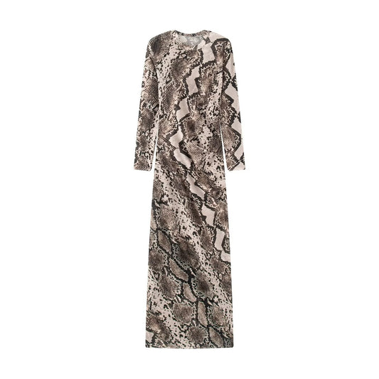 Women's animal print mesh Midi dress