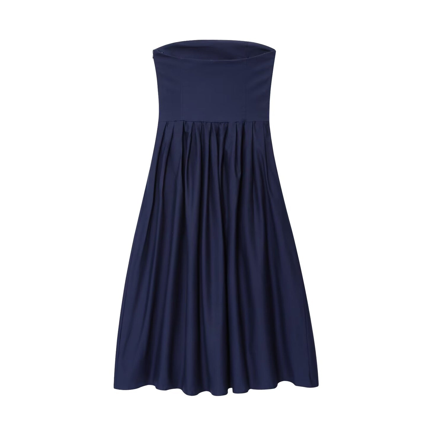 Women's 2025 new fashion sleeveless poplin strapless MIDI dress