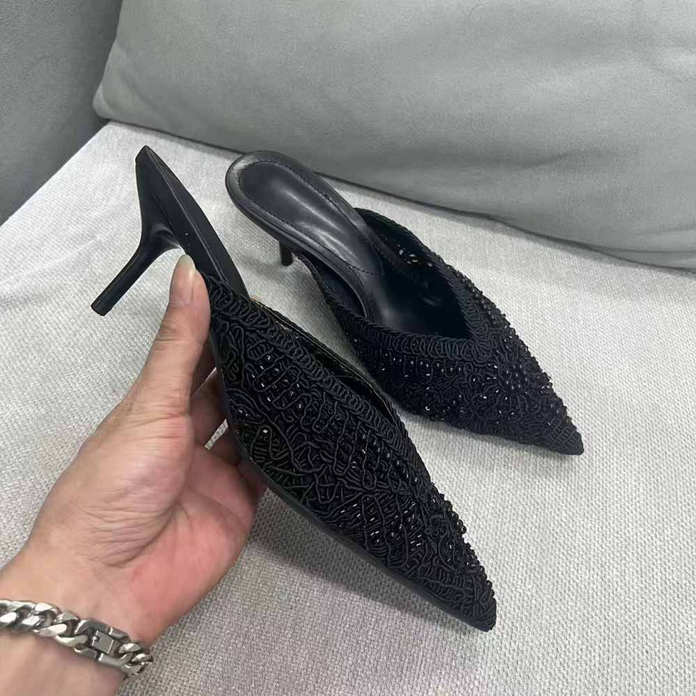 Women's new fashion beaded pointed stiletto heels