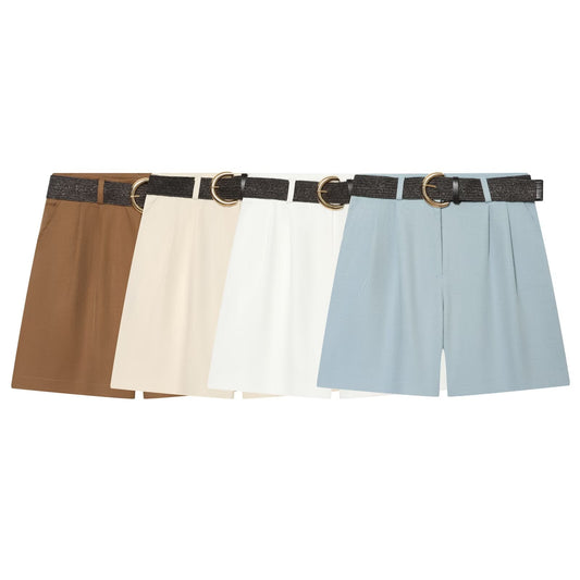 Women's With Belt pleated casual shorts