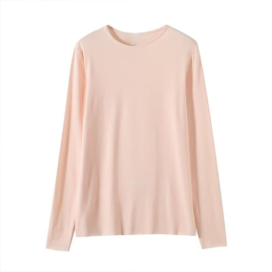 Women's new fashion solid base O Neck long sleeved knitted top