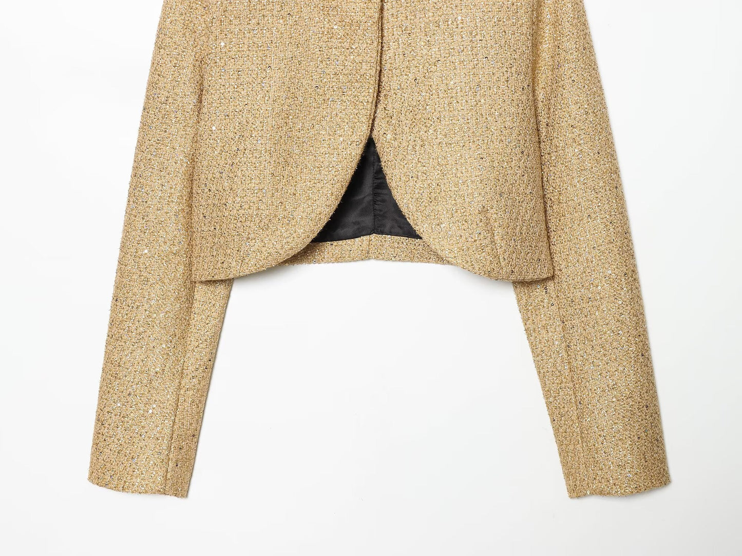 Women's metallic thread decoration short buckle Coat