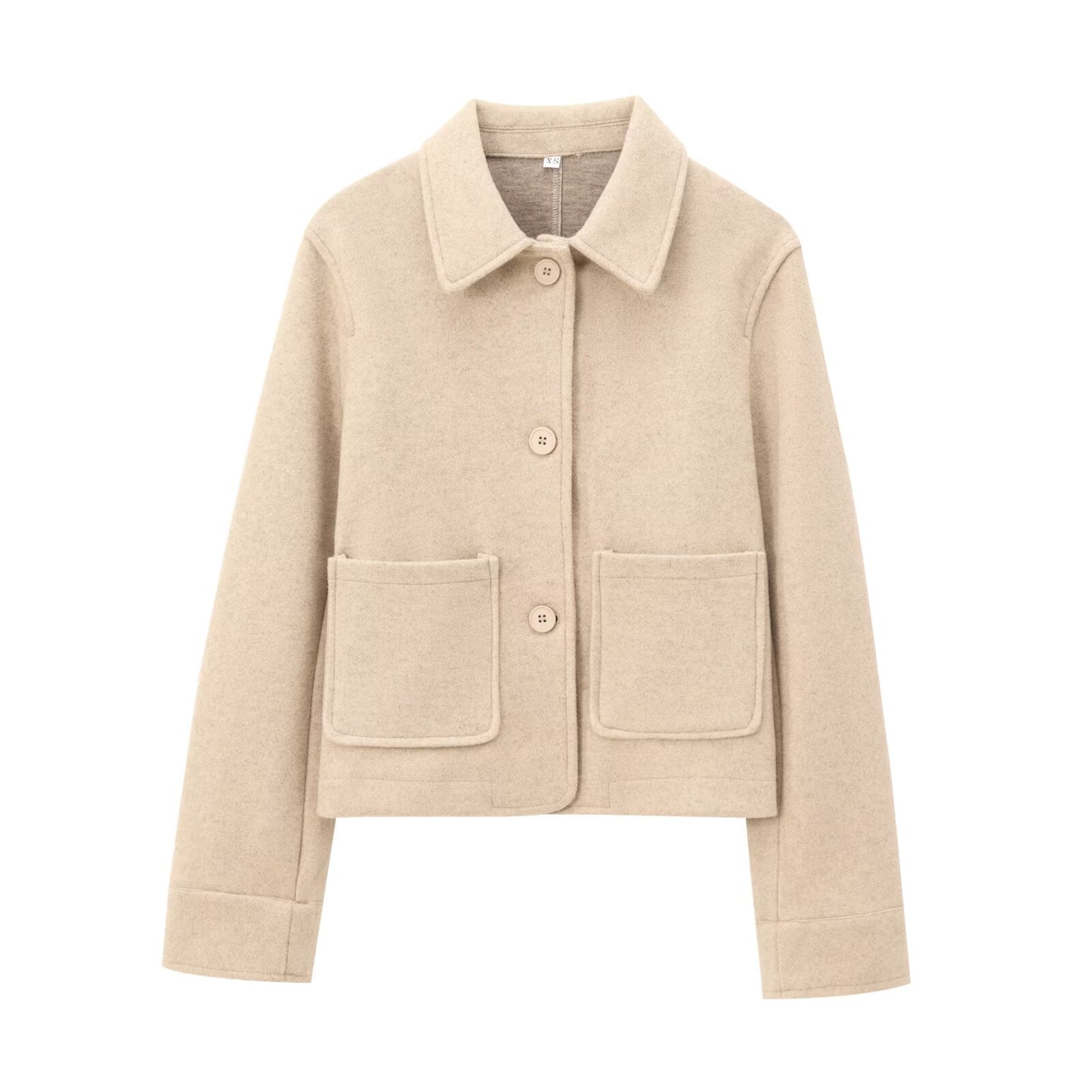 Women's new fashion pocket decoration long sleeved soft texture jacket