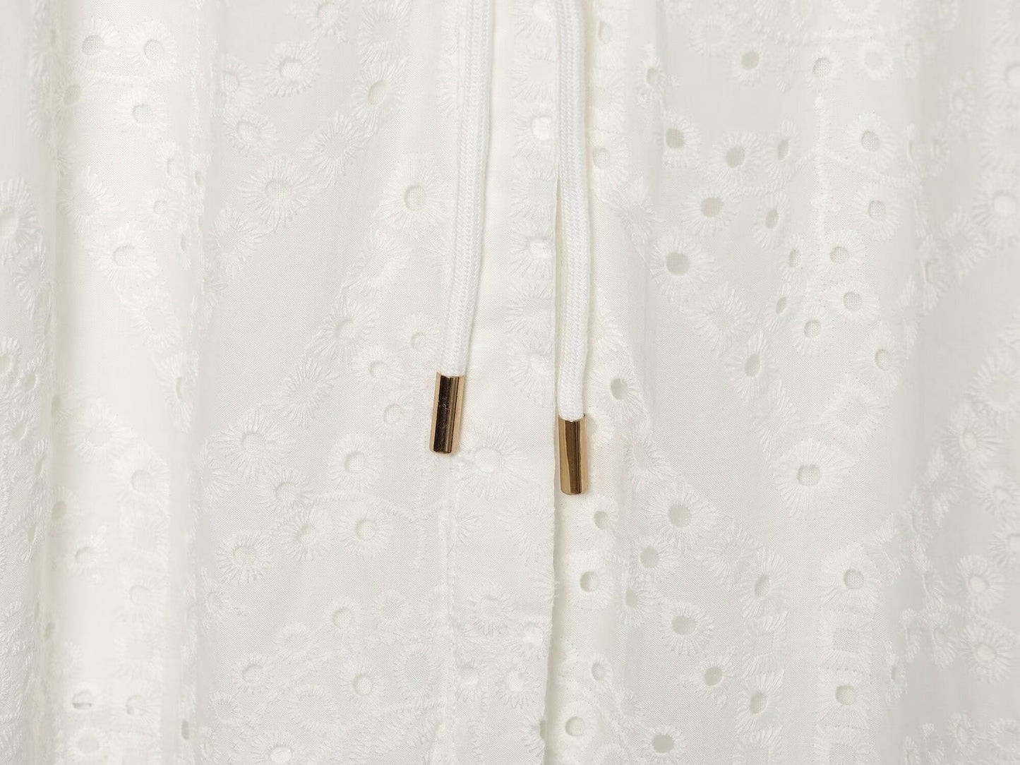 Women's hollowed out embroidered shirt style dress