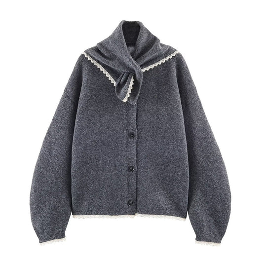 Women's lace headscarf decoration knitted Coat