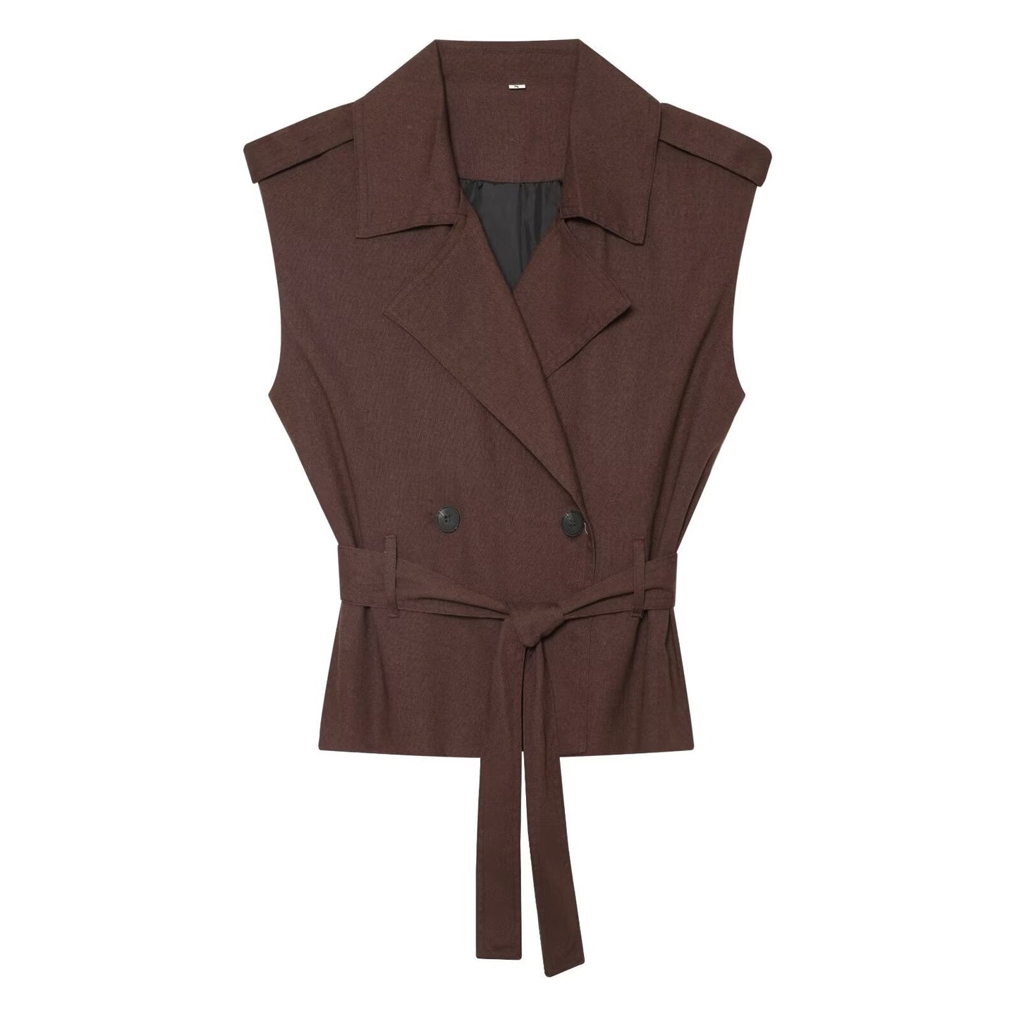 Women's with Belt sleeveless linen blend vest
