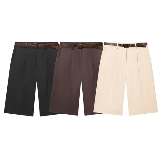 Women's With Belt casual Long style shorts