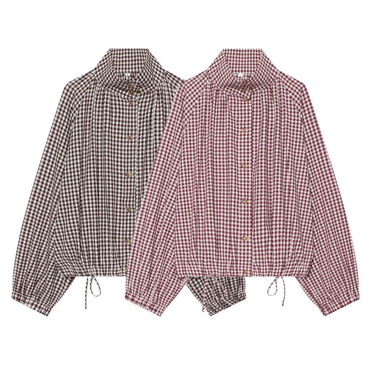 Women's with drawstring casual plaid Coat