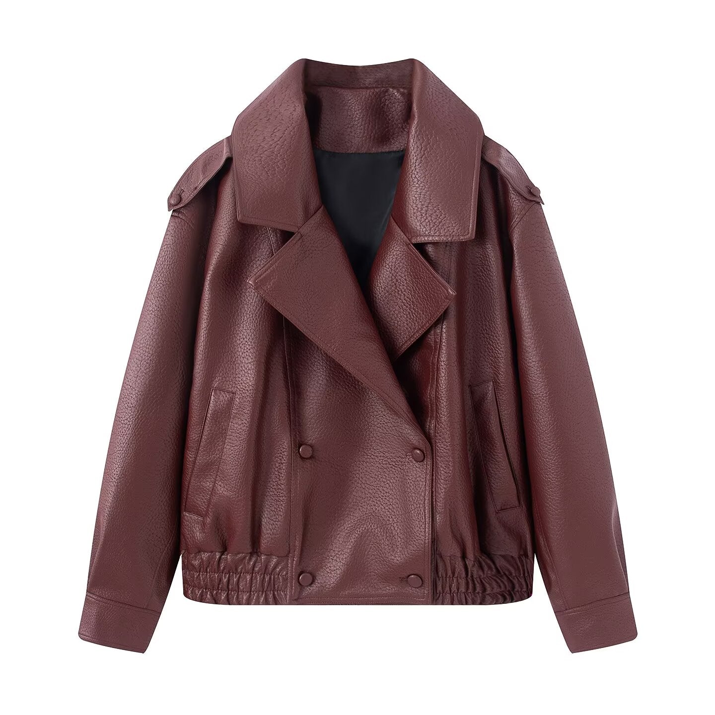 Women's loose versatile Faux Leather jacket Coat