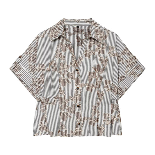 Women's beaded embroidered short shirt