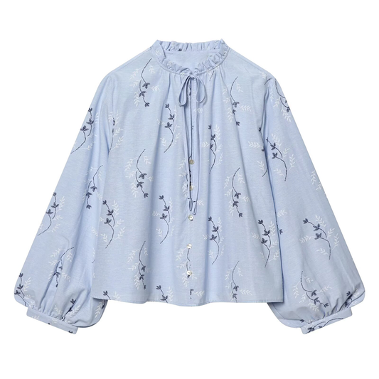 Women's pressed glue embroidered printed shirt