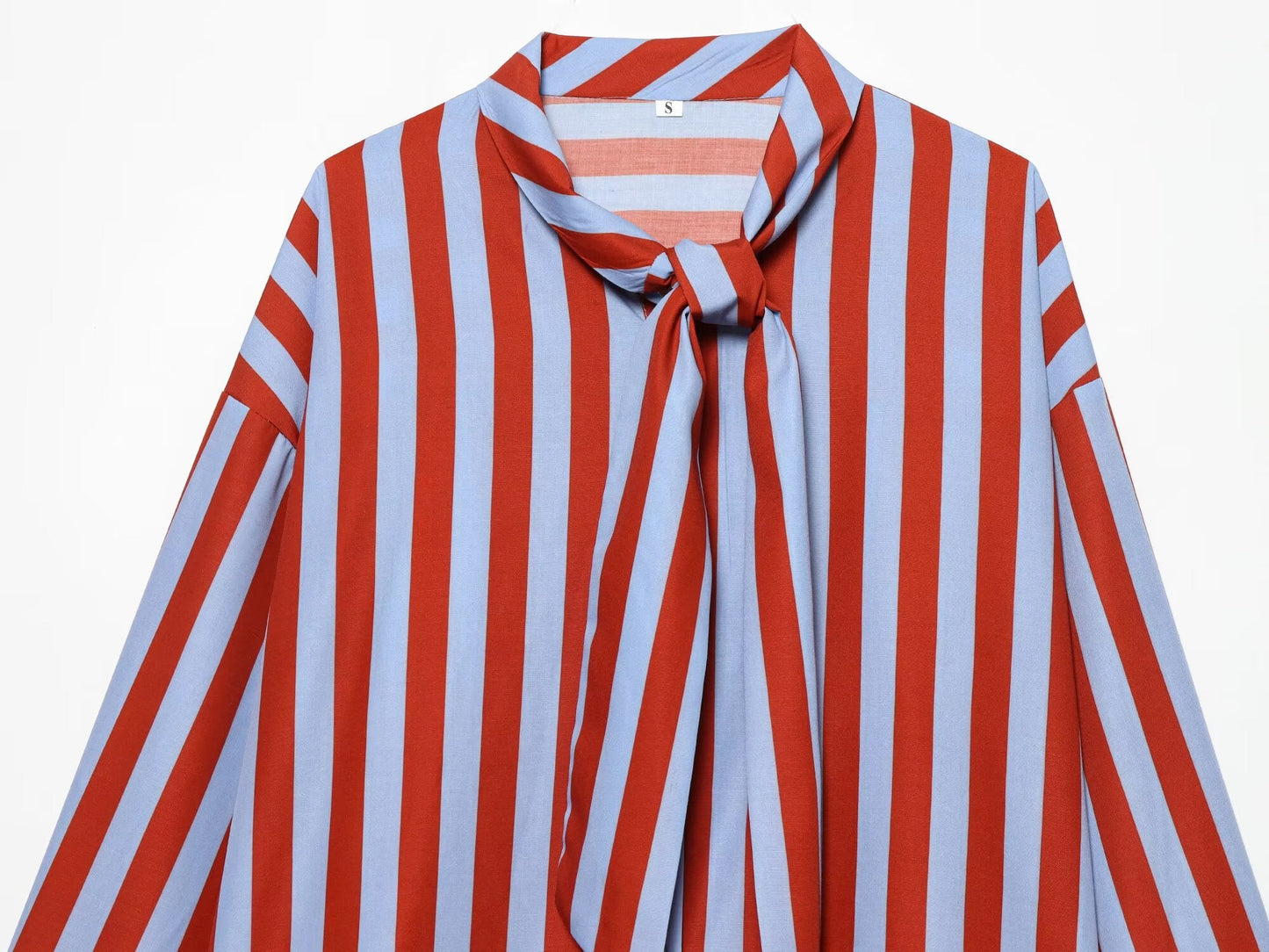 Women's bow decoration striped shirt