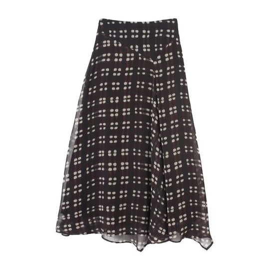 Women's casual retro plaid printed MIDI skirt