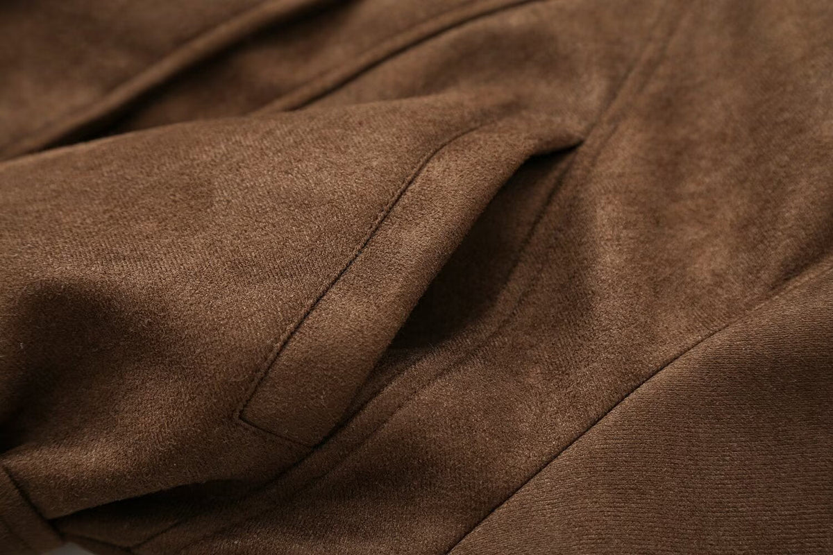 Women's with belt suede textured jacket Coat