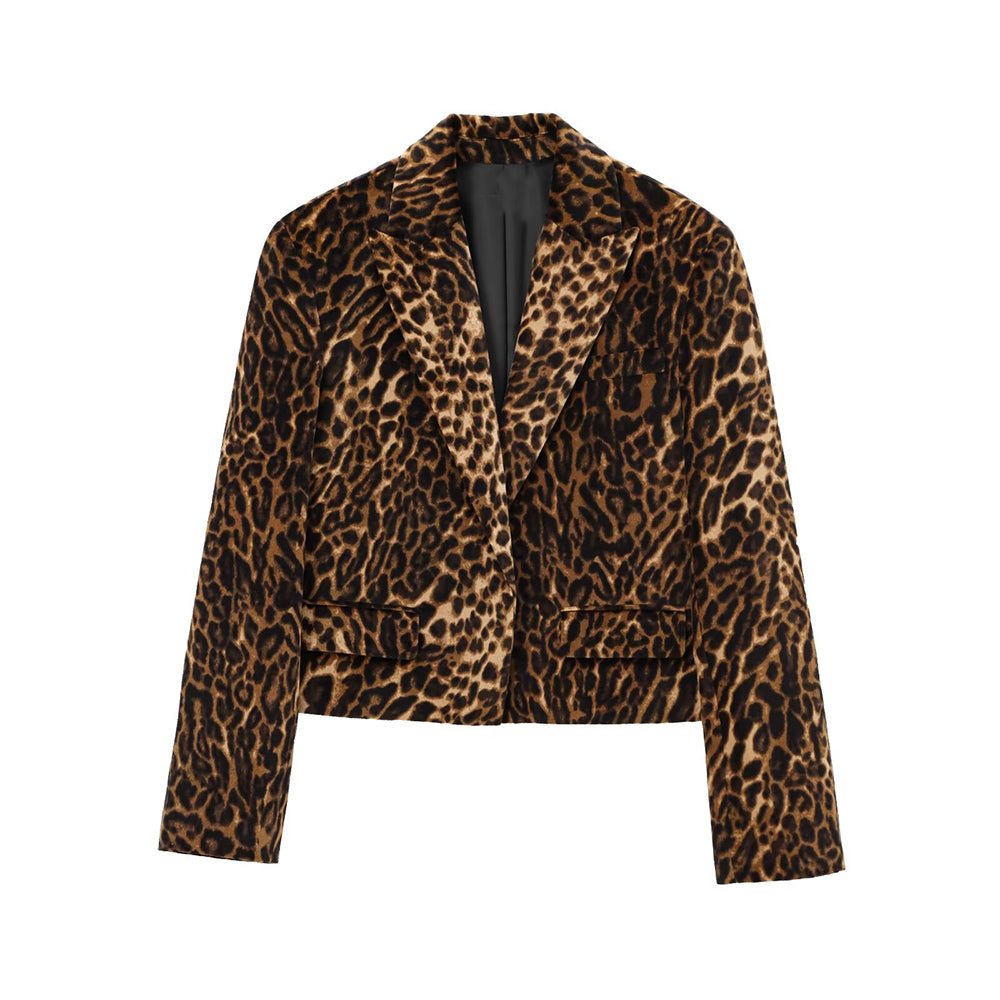 Women's new fashion short printed striped velvet suit jacket+Skirts suit