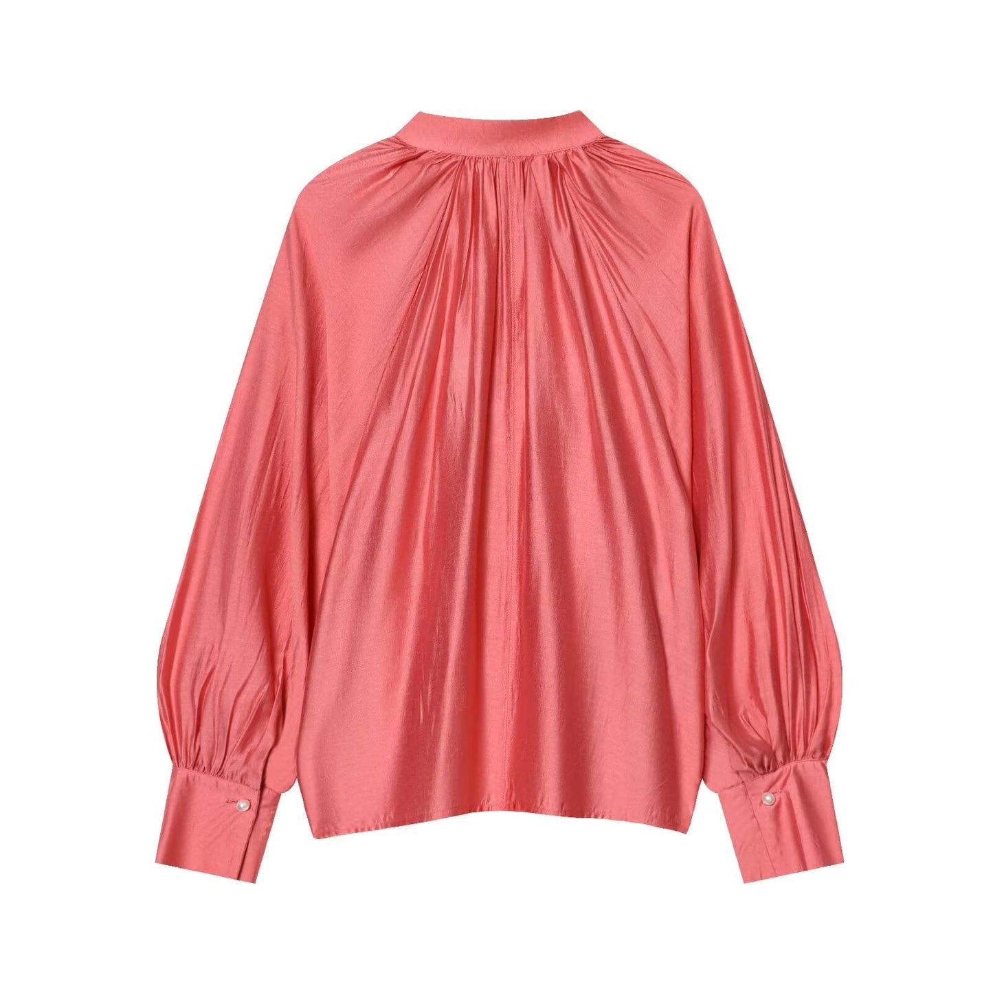 Women's pleated decorative lantern sleeve shirt