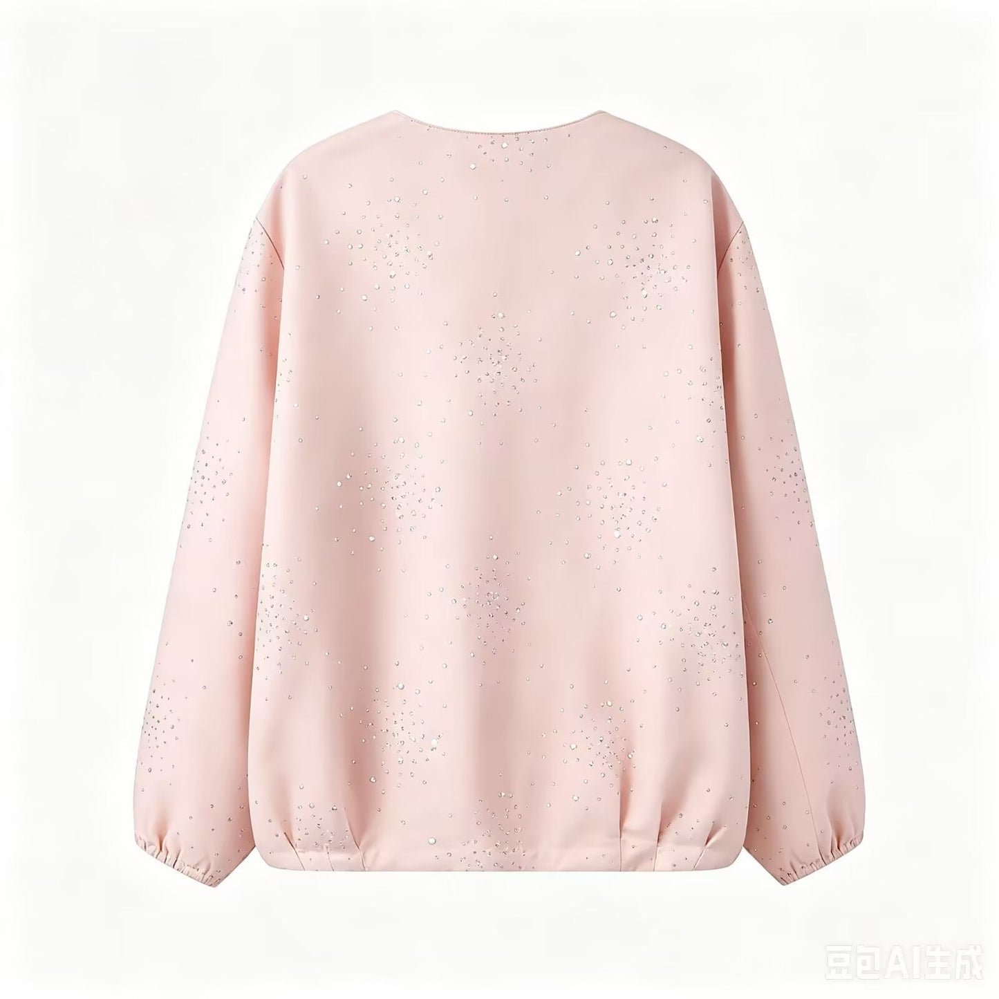 Women's bright diamond fabric O Neck jacket Coat