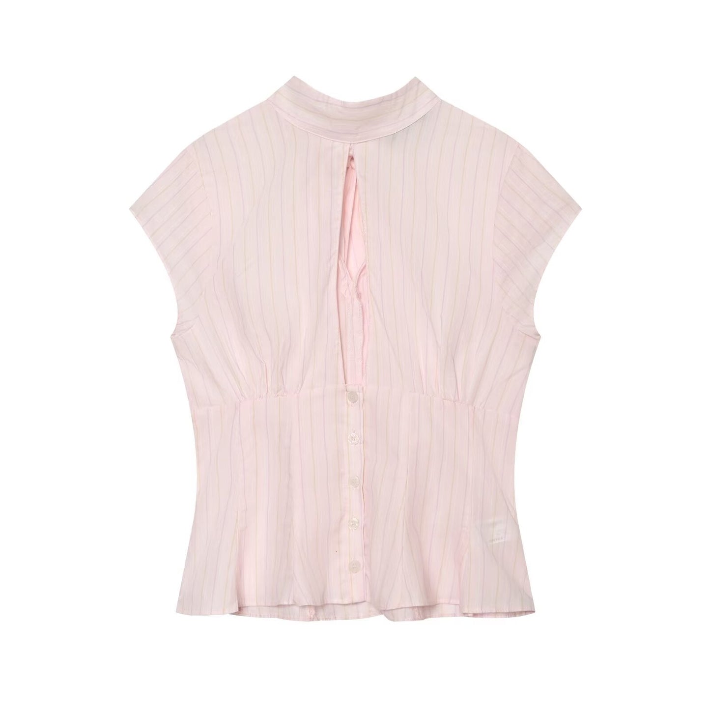 Women's bow decorated Split poplin top