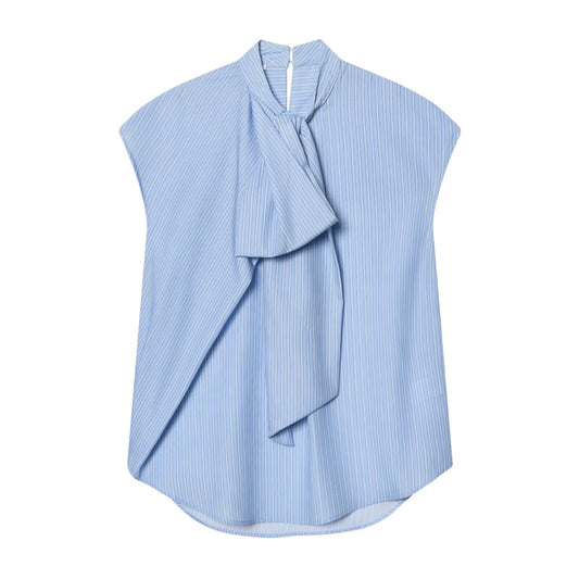 Women's bow decoration striped shirt