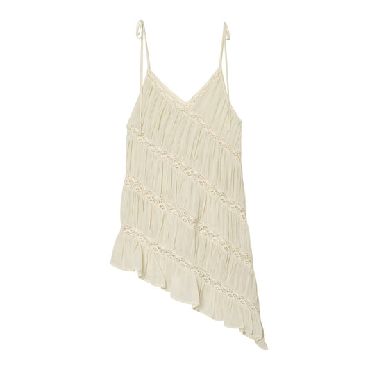 Women's pleated asymmetrical suspender top
