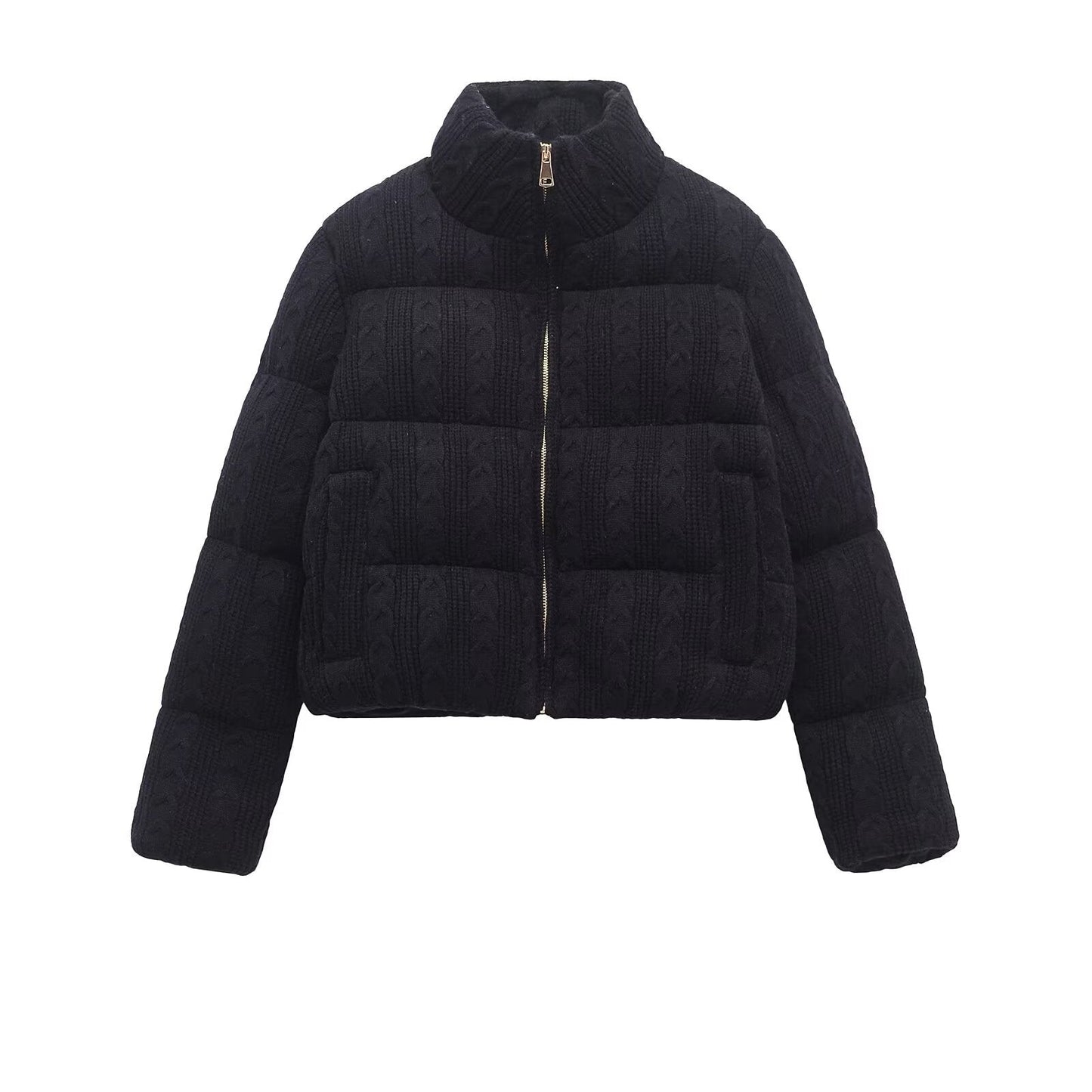 Women's standing collar warm knit pilot jacket Coat