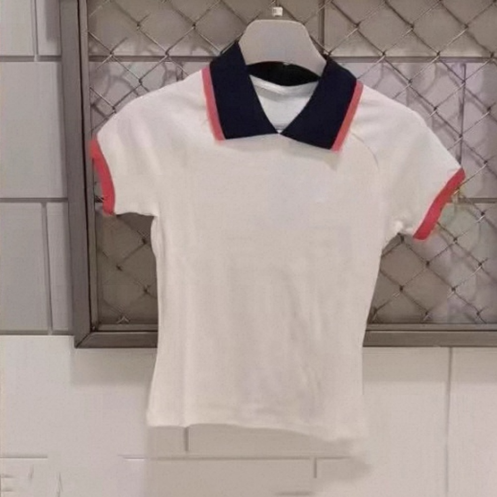 Women's New Contrast Lapel Short-sleeved T-shirt