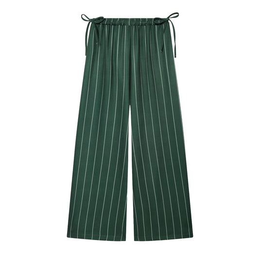 Women's loose linen blended striped pants