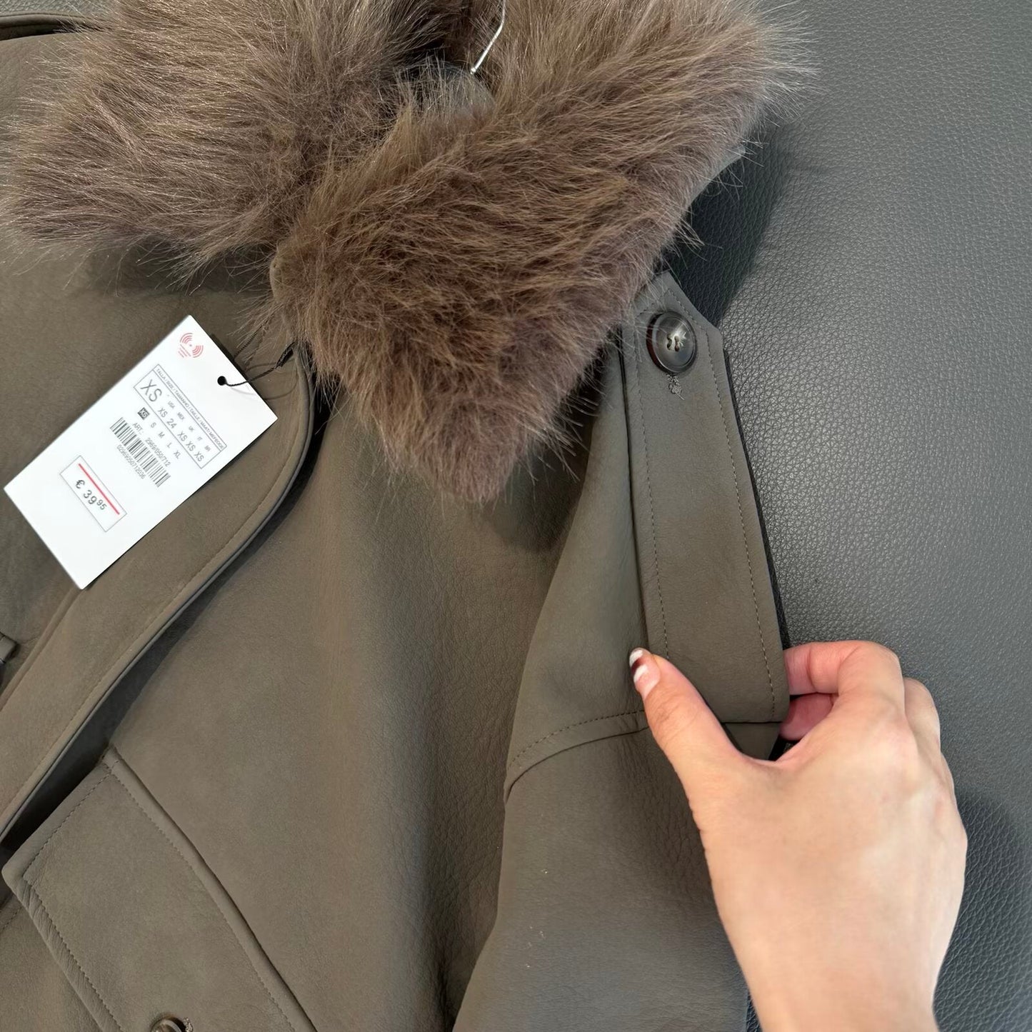 Women's new Anti suede effect detachable fur collar jacket Coat