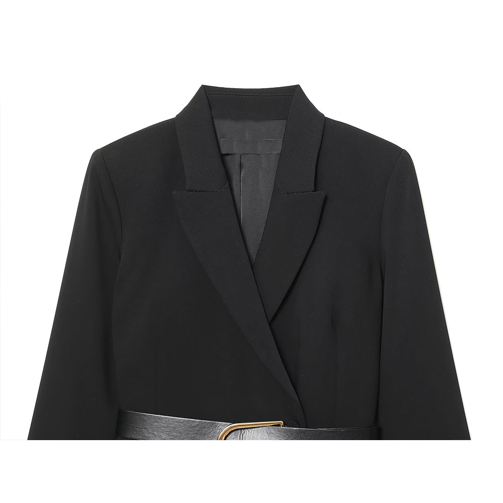 Women's With Belt casual double breasted Blazer style dress