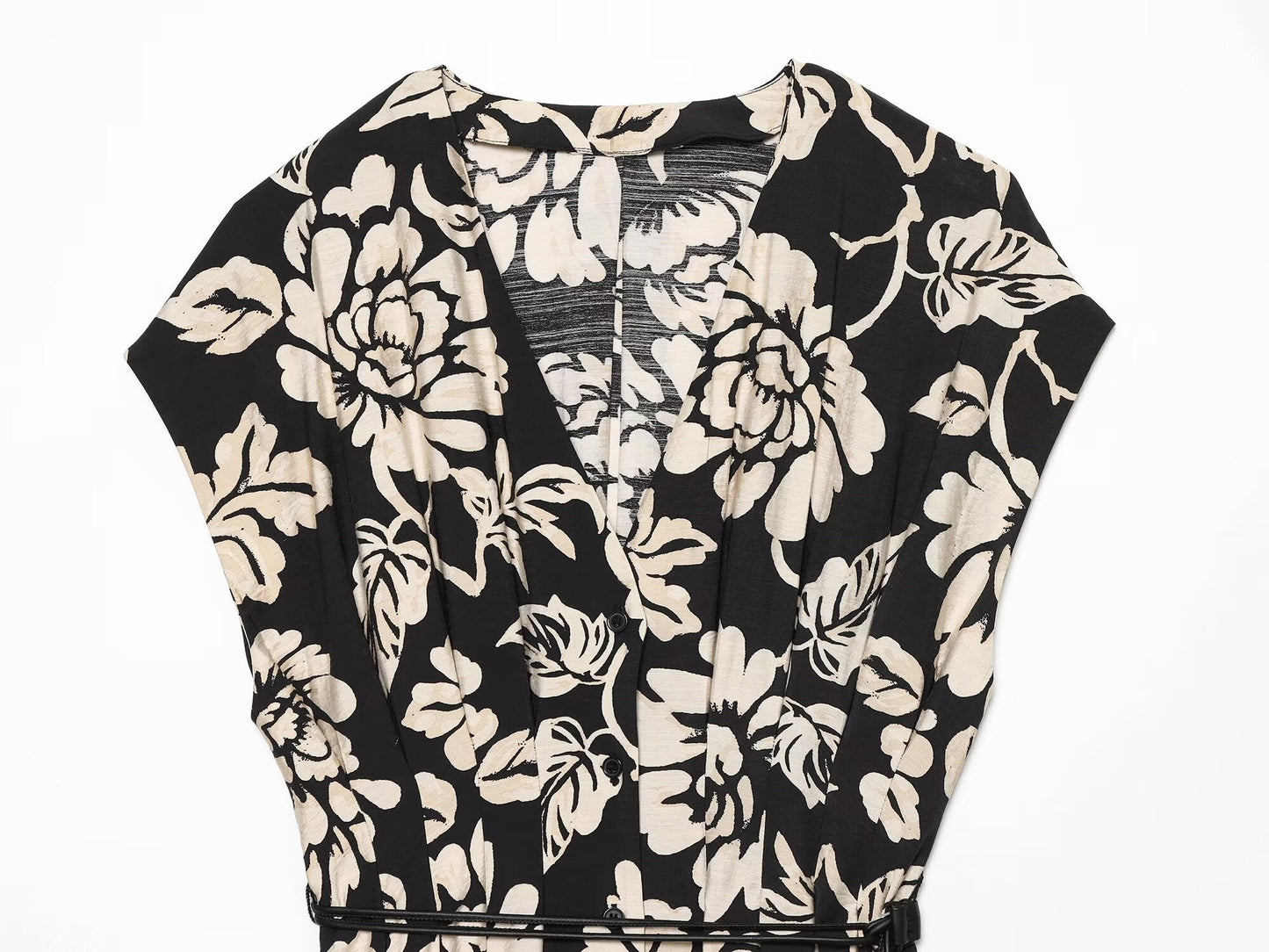 Women's printed V-neck MIDI dress