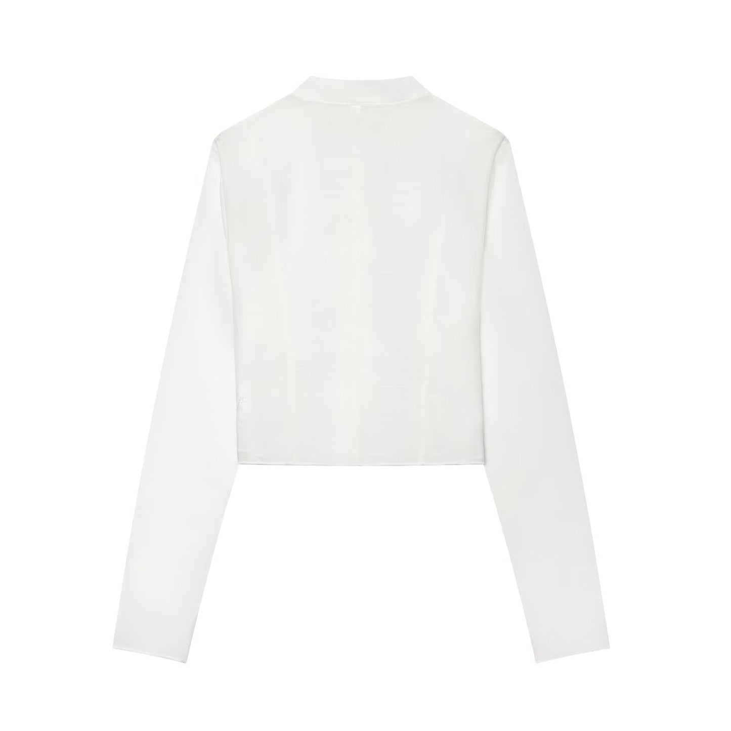 Women's standing collar buckle short top