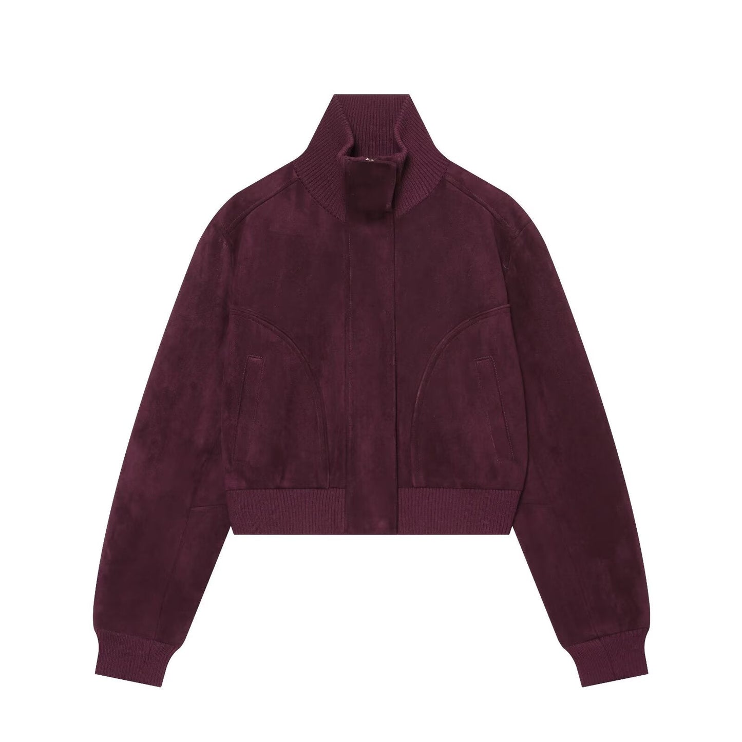 Women's Anti suede effect short stand collar Coat