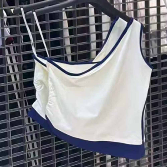 2026 women's new fashion casual slim one-shoulder vest
