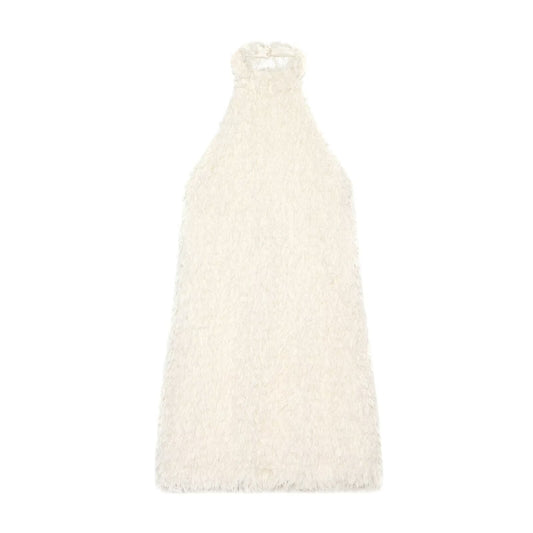 Women's tassel decorated knitted mini dress